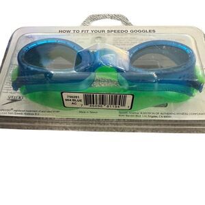 NWT Speedo Hydro Spex Swimming Goggles Blue‎ Green Hard Coated Non-Scratch Lens